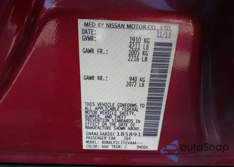 2014 Nissan Altima 2.5 z USA, uszkodzony, nr VIN 1N4AL3AP1EC185891